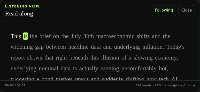 Actual Keystone synchronized read-along with the spoken word highlighted inside a checked transcript